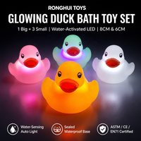 Juego de 4 Patitos LED con Sensor de Agua, un Patito Grande y Tres Pequeños, Juguete de Baño con Iluminación Automática, Patitos LED Flotantes