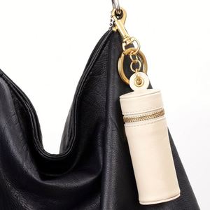 Pu Leather Zippered Holder Keychain <b>Bag</b> Charm Portable Chapstick Case Lipstick <b>Bags</b> - Product Image 1