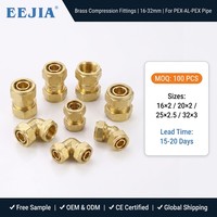 Raccord coudé en laiton à compression, filetage femelle 90 degrés, surface lisse, pour tuyaux 16mm 20mm 26mm, radiateur de chauffage par le sol PEX Al