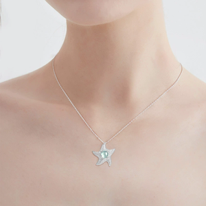 หยกธรรมชาติแท้ สีฟ้าน้ำทะเล รูปดาวทะเล ประดับด้วยเงิน S925 พร้อมจี้หยกเกรดน้ำแข็ง สร้อยคอสำหรับผู้หญิง จี้แฟชั่น - Product Image 4