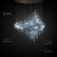 Luminaire suspendu design Lobby d'hôtel Lustre créatif irrégulier de luxe en verre coloré et art cristal