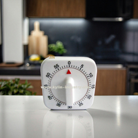 Timer Dapur Plastik 6cm 60 Menit Persegi Alarm Pendulum Mekanis Pengatur Waktu untuk Memasak Makan Pengingat Jam Tanpa Baterai