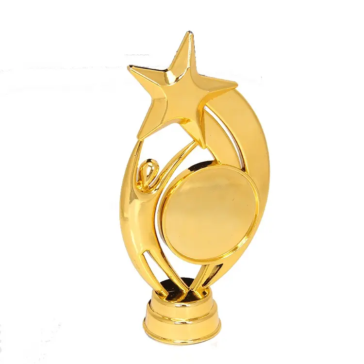 Parti del trofeo in plastica di buona vendita parte superiore in oro dei vincitori testa a forma di stella delle parti del premio