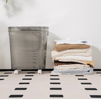 Organisateur de salle de bain moderne en plastique PET transparent, grand format, 40L 60L, panier à linge avec poignée à roulettes et couvercle, pour le rangement des jouets et des vêtements, empilable