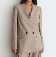 Ensemble tailleur pantalon 2 pièces pour femme, blazer croisé à col cranté, veste ample oversize et pantalon large, tenue de bureau professionnelle