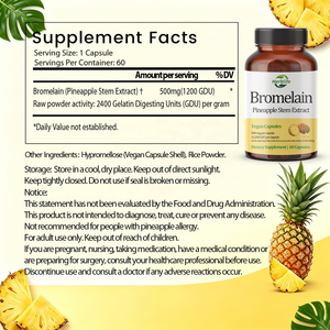 Cápsulas de Bromelina de Marca Privada OEM, Extracto de Tallo de Piña 1200 GDU para el Bienestar Digestivo e Intestinal, Enzima Digestiva, Cápsula Vegana - Product Image 4