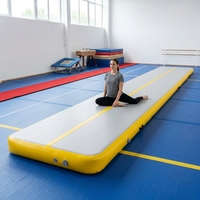 Tapis d'entraînement de gymnastique professionnel Airtrack gonflable, couleurs personnalisées noir, jaune, bleu