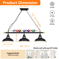 Bestseller ETL-Zertifizierte 3-Licht-Billardtischleuchte Vintage Pendelleuchte für Billardtisch & Männerhöhle USA Lagerbestand Schneller Versand