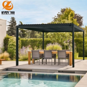 Pergola contemporaine minimaliste en alliage d'aluminium, structure robuste, imperméable, faible entretien, pour <span class=keywords><strong>terrasse</strong></span> urbaine, petit jardin - Product Image 2