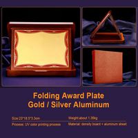 Commémorative personnalisée de haute qualité, médaille vierge incrustée or et argent prix support en bois plaque de récompense d'affaires avec boîte/