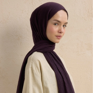 Hijab froissé modal de luxe pour femmes impression de blocage de couleur écharpe respirante légère conception extensible tenue quotidienne bureau musulman - Product Image 1