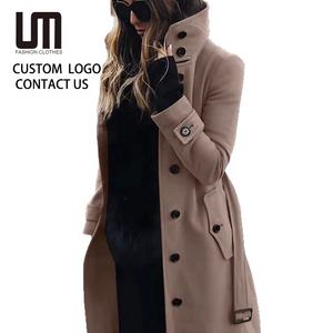 Nuovo <span class=keywords><strong>Trench</strong></span> da Donna Autunno Inverno 2026 - Cappotto Lungo Monopetto con Collo Alto per Donna - Product Image 1