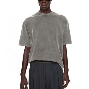 เสื้อยืดคอกลมผ้าฝ้ายสำหรับผู้ชายซักกรดลายวินเทจผ้าถักสำหรับ100% - Product Image 1