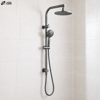Système de douche mural moderne en laiton à faible teneur en plomb avec double pommeau de pluie, finition plaquée, haute pression et économie d'eau