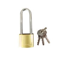 Serrure à cadenas en laiton écologique avec cylindre en fer, longue anse renforcée de 25 mm, anti-coupe, avec 3 clés