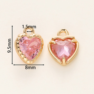 Pendentif en forme de cœur plaqué or 18 carats avec incrustation de quartz, petits accessoires de bijouterie DIY pour collier, bracelet, boucles d'oreilles - Product Image 2