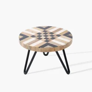 Black Checkerboard Wooden Cake <b>Stand</b> with Metal Decorative Design for Bulk Decorative Use Featuring Glass Crystal <b>PC</b> Materials - Product Image 1