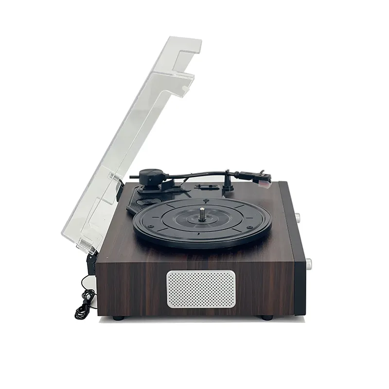 3 Speeds Modern Wireless Stereo Speakers Bluetooth Transmitter Dust Cover Gramophone Lp Turntable Vinyl Record Player