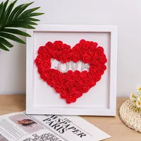 Cadre photo double face en plastique pour la Saint-Valentin avec fleurs séchées éternelles et spécimens floraux