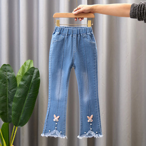 Jeans in denim da bambina Primavera Autunno 2026, nuovi ed eleganti, stile coreano, a zampa d'elefante, lavaggio delicato, <span class=keywords><strong>pantaloni</strong></span> trendy per bambini - Product Image 6