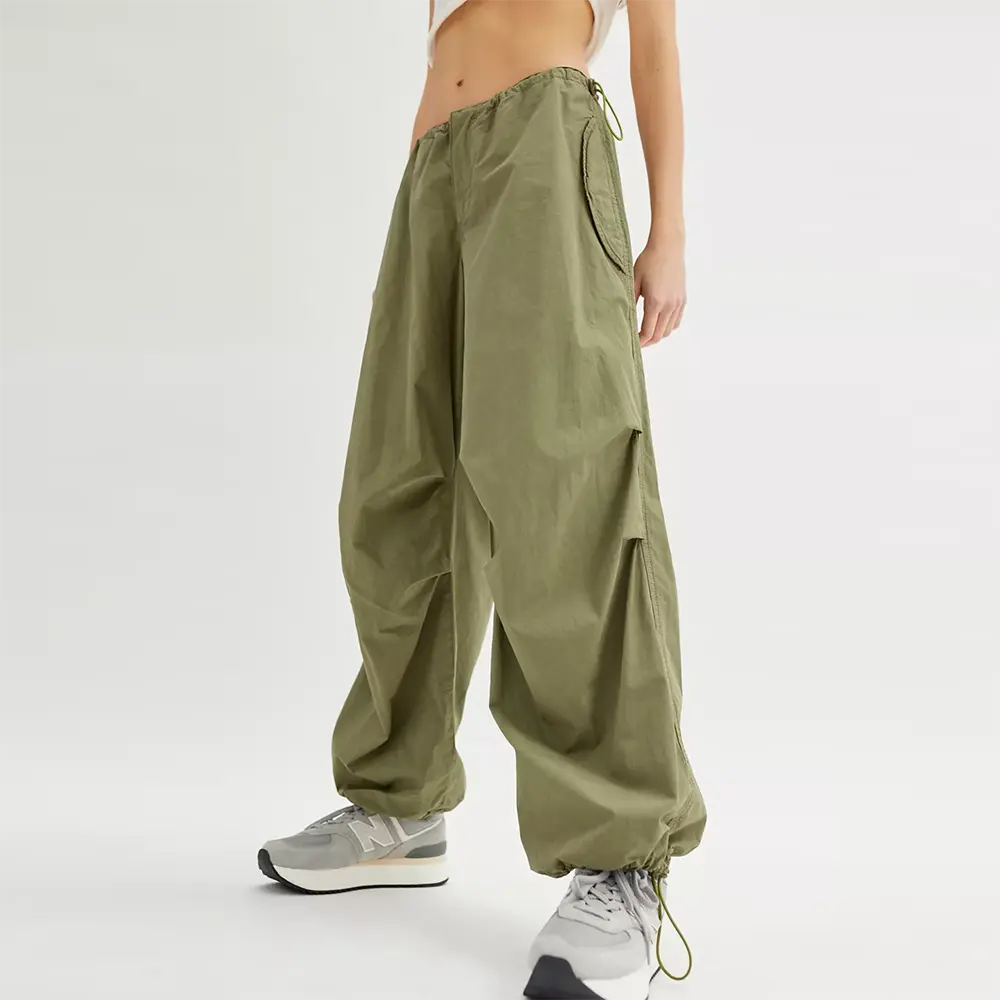 Women Clothes Girl Drawstring Loose Oversized Multi Pocket Sweatpants Cargo Stack Trouser Streetwear Baggy Parachute Pants Women