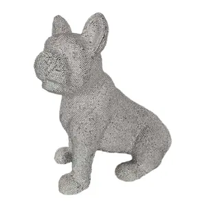 new products shiny silver home hotel small animal decoration resin crafts indoor ornaments dog statue