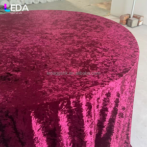 LEDA Custom Size Modern Party Event Decor Supplies Red Curtain Drapery Round Velvet <b>Tablecloth</b> for Wedding - Product Image 2