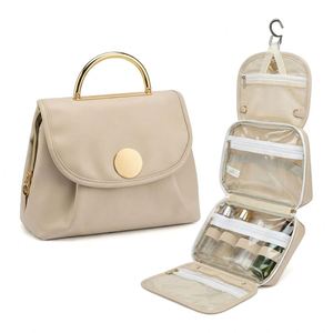 Sac de toilette pliable suspendu, résistant à l'eau, sac de maquillage de voyage, grande capacité, organiseur de cosmétiques avec crochet pour femmes - Product Image 1