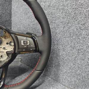 Volant 12 heures en cuir <span class=keywords><strong>rouge</strong></span> pour Volkswagen CC VW <span class=keywords><strong>Golf</strong></span> <span class=keywords><strong>6</strong></span> <span class=keywords><strong>Golf</strong></span> 7 R MK6 MK7 MK7.5 Tiguan Passat GTl Volant de voiture - Product Image 3