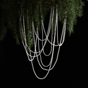 Guirlande de perles rouge vif, rouleau de 5 m, bordure perlée blanche pour décorations de mariage et de Noël - Product Image 4