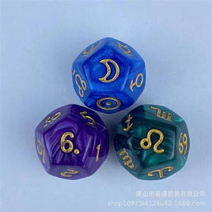 Hàng mới khắc 18mm đa diện Thủ công mỹ nghệ đa màu acrylic Chiêm Tinh xúc xắc cho người mua - Product Image 3