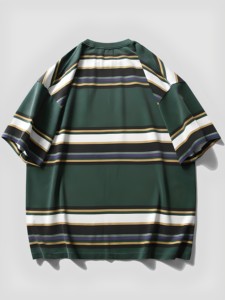 <span class=keywords><strong>T</strong></span>-<span class=keywords><strong>shirt</strong></span> décontracté pour <span class=keywords><strong>homme</strong></span> en coton 100% vintage lavé, à rayures <span class=keywords><strong>camouflage</strong></span>, à manches courtes, imprimé tendance, ample et polyvalent - Product Image 2