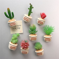 Aimant de réfrigérateur en forme de plante succulente artificielle en pot, faux cactus fait main en fil de laine, réaliste, créatif, décoration d'intérieur, plante en pot