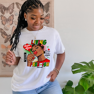 Nouvel arrivage 1865 juneenth t-shirt noir <span class=keywords><strong>histoire</strong></span> <span class=keywords><strong>afrique</strong></span> filles DTF impression transfert de chaleur pour bricolage T-shirts - Product Image 4