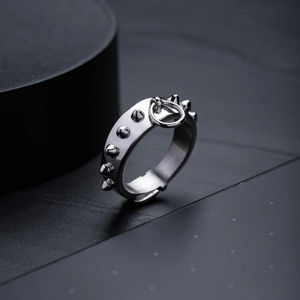 Hip Hop Style Gothique Punk Hommes Bague En Acier Inoxydable 316L Pointes Dent De Loup Conception Rhodium Plaqué Chien Collier Cadeau pour Lui Elle - Product Image 1