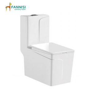WC monobloc moderne en céramique à chasse directe, à poser au sol, avec siphon en S pour salle de bain - Product Image 1