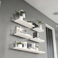 Étagères de rangement murales flottantes en bois à trois niveaux en acier inoxydable, organisateur de vêtements pour cuisine, salon, salle de bain