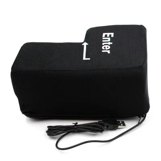 Big USB Enter Key Vent Pillow Soft Computer Button Return Key for Offices Decompression Pillow Stress Relief Toy Enter Button