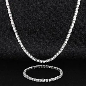 Collier de Tennis en argent 925 pour femmes, personnalisé, de haute qualité, 3mm 4mm 5mm, princesse Cut, def VVS momanite, chaîne