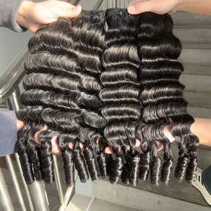 خصلات شعر فيتنامي مجعد بورمي خام عالي الجودة، شعر بشري فاخر متوافق مع بصيلات الشعر الطبيعية، خصلات شعر متموجة طبيعية - Product Image 5