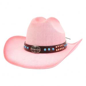 Sombrero Fedora de Paja N44 para Uso Diario, Viajes, Playa, Casual, Negocios, con Banda de Remache Turquesa - Product Image 5