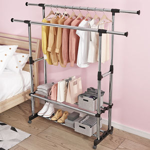 Stainless steel extendable <b>clothes</b> drying <b>rack</b>, floor-standing, suitable for bedroom, home use, balcony, and simple <b>clothes</b> - Product Image 2