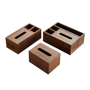 <b>Black</b> walnut <b>tissue</b> box, living room desktop remote control storage box, wooden <b>tissue</b> box, restaurant <b>paper</b> box, custom logo. - Product Image 5