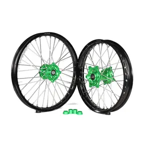  Set Pelek Velg Sepeda Motor Trail Kompatibel dengan KAWASAKI KX250F KX450F 2006-2018 KX125/250 2006-2007 Green Hub