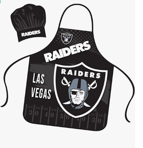 32 equipos de alta calidad personalizado Oakland Raiders delantal Chef Hat Set tamaño Universal Tie Back Grilling Tailgate BBQ Cooking Host - Product Image 1