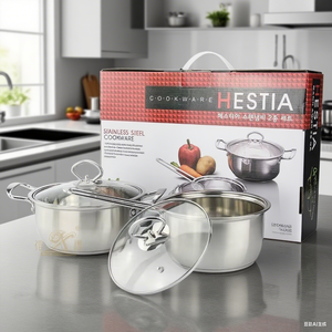 Set di Pentole in Acciaio Inox a 4 Pezzi, Design Moderno, con Coperchi in Vetro, Adatto per Forno e Lavastoviglie, Pentole da Cucina - Product Image 1