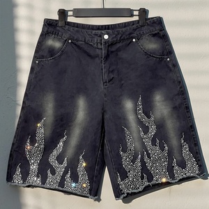 QIANSHI Pantalones Cortos <span class=keywords><strong>de</strong></span> Mezclilla Lavados para <span class=keywords><strong>Hombre</strong></span>, Estilo Urbano, Venta al por Mayor, Fabricante, Personalizados, con Pedrería, Talla Grande - Product Image 1