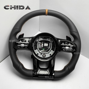 Volante completo de cuero negro, accesorios interiores de coche para mer-ced-ess be-nzs A45 CLS S65 G63 W176 W213 W205 W253 C43 - Product Image 1