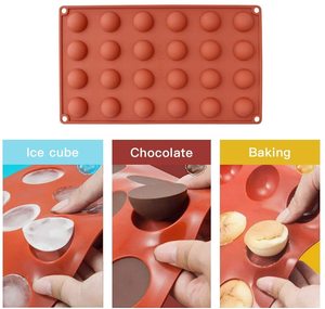 24 cavités 3D <span class=keywords><strong>Mini</strong></span> <span class=keywords><strong>moule</strong></span> en silicone semi-sphère de qualité alimentaire <span class=keywords><strong>moule</strong></span> de cuisson au chocolat gâteau gelée dôme Mousse gâteau plateau outil emballé sac - Product Image 4