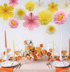 Decoraciones para Fiestas Temáticas de Primavera DAMAI, Abanicos de Papel en Rosa, Amarillo y Blanco, Pompones para Fiestas Diarias y Decoración de Paredes - Product Image 5
